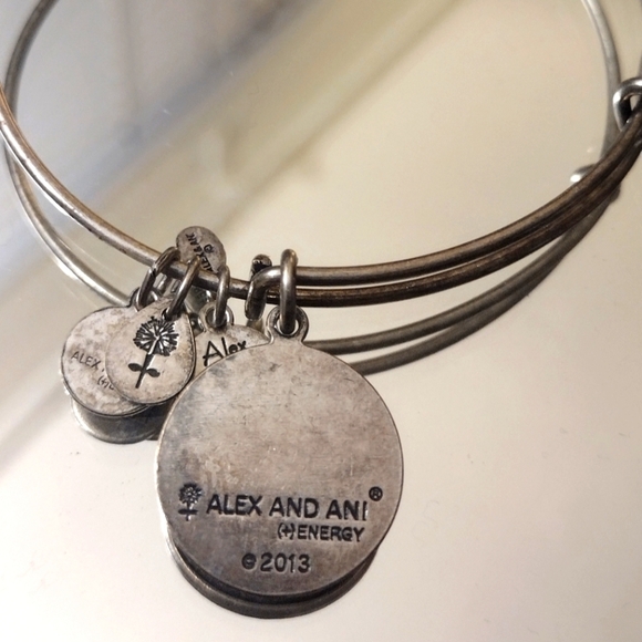 Alex And Ani Set Of 3 Words Silver Adjustable Bangles - Picture 9 of 10